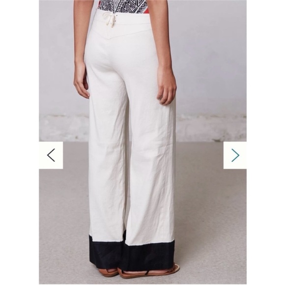 ANTHROPOLOGIE Leifsdottir Starboard Colorblocked Wide-Legs Linen Blend US 6 - Picture 2 of 8